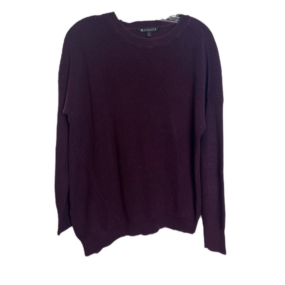 ATHLETA Rest Day Maroon Asymmetrical Thick Sweater Size Small - Picture 2 of 6
